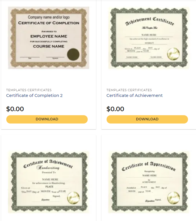 certificates free templates