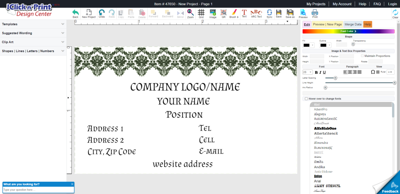 customize business cards