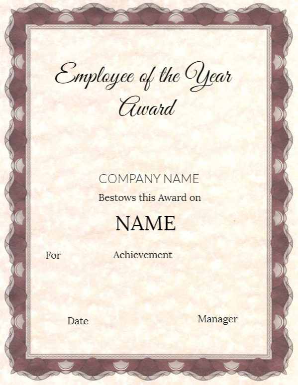 award certificates employees