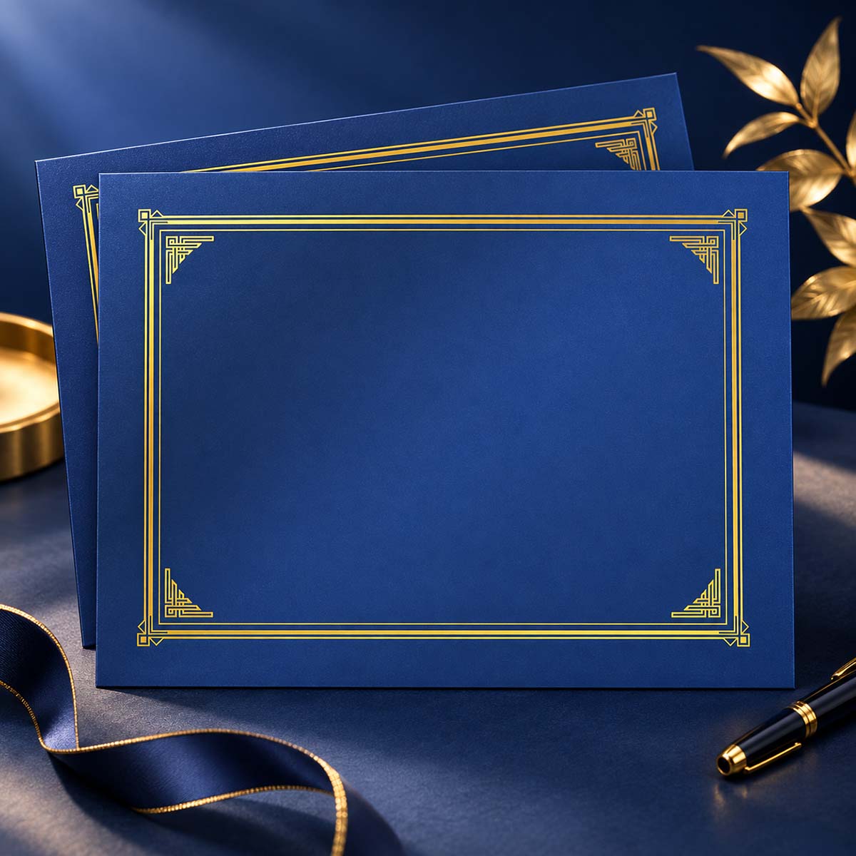 Blue Metallic Classic Certificate Covers Gold Foil Geographics 47401 (2)