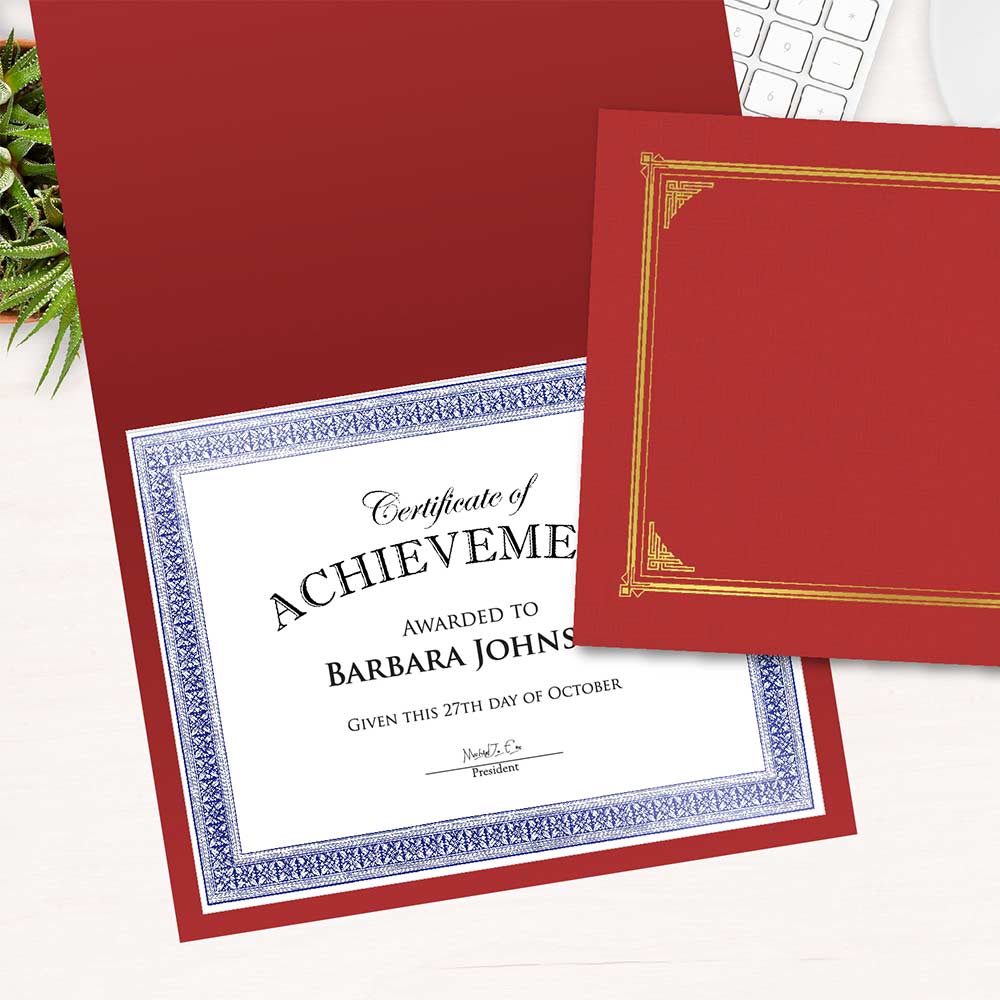 Classic Linen Red Certificate Holders Gold Foil 48614 (4)