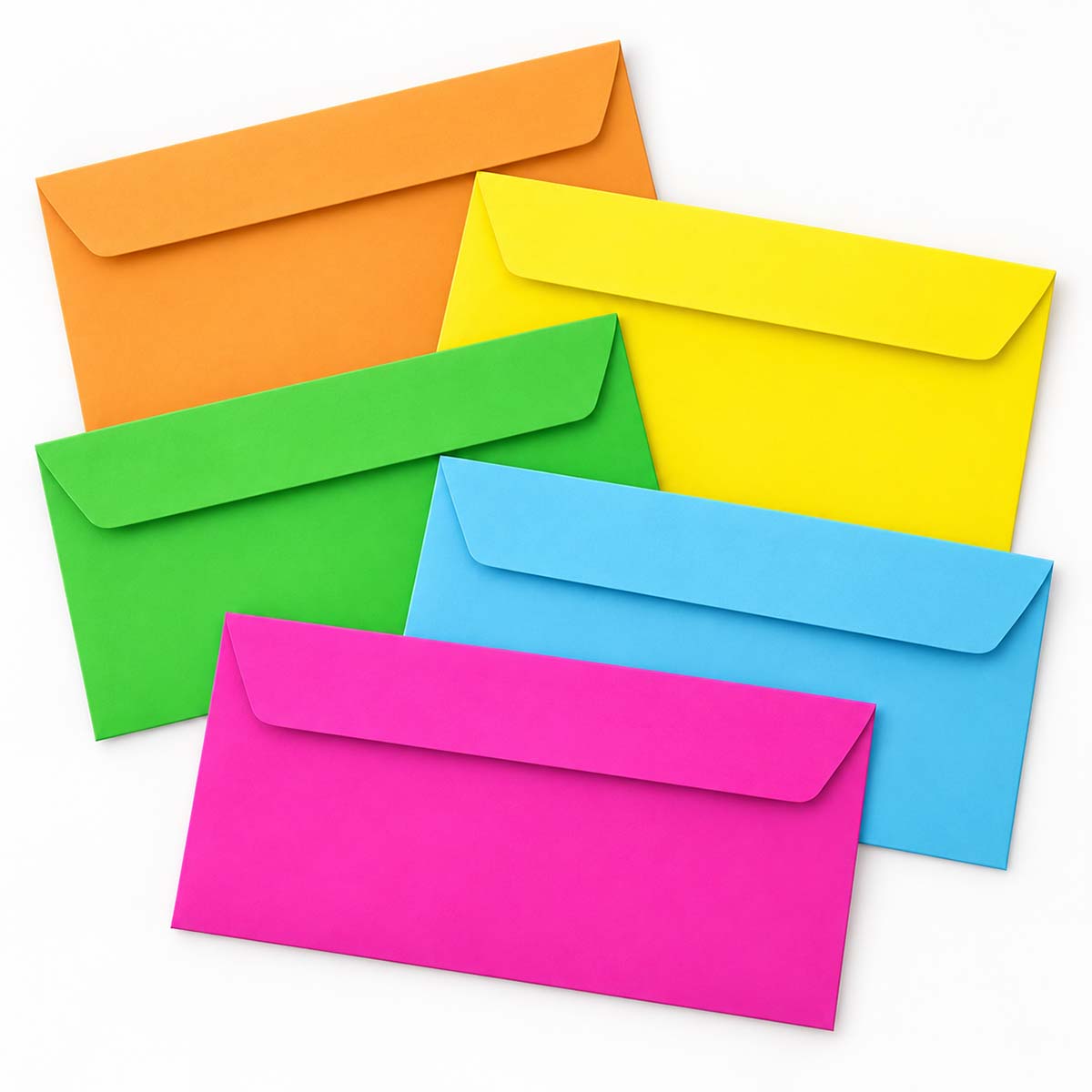 Colourful Envelope Fan Flat Lay