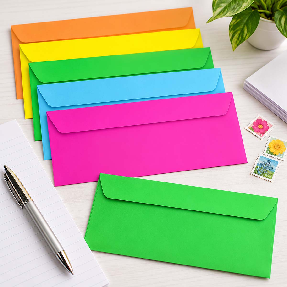 Colourful Stationery Envelope Still Life