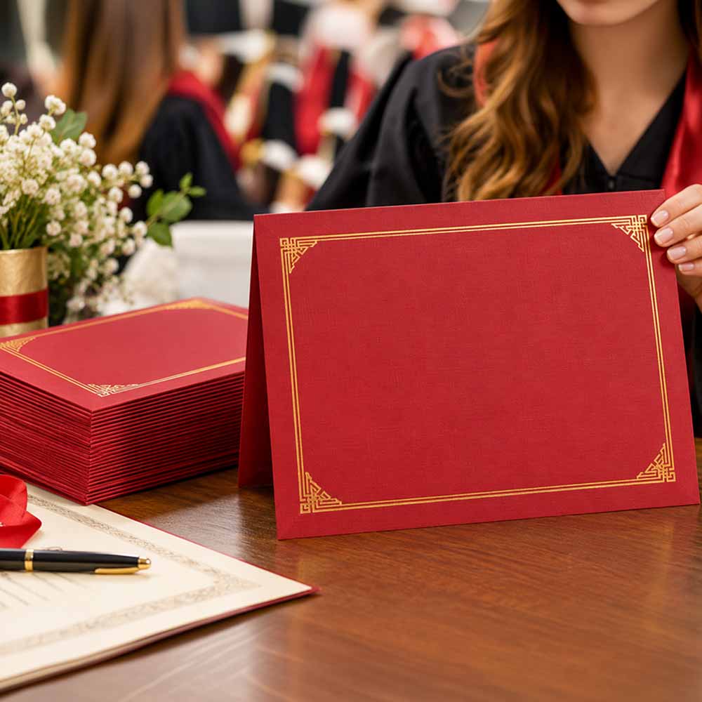 Elegant Red Graduation Certificate Folders