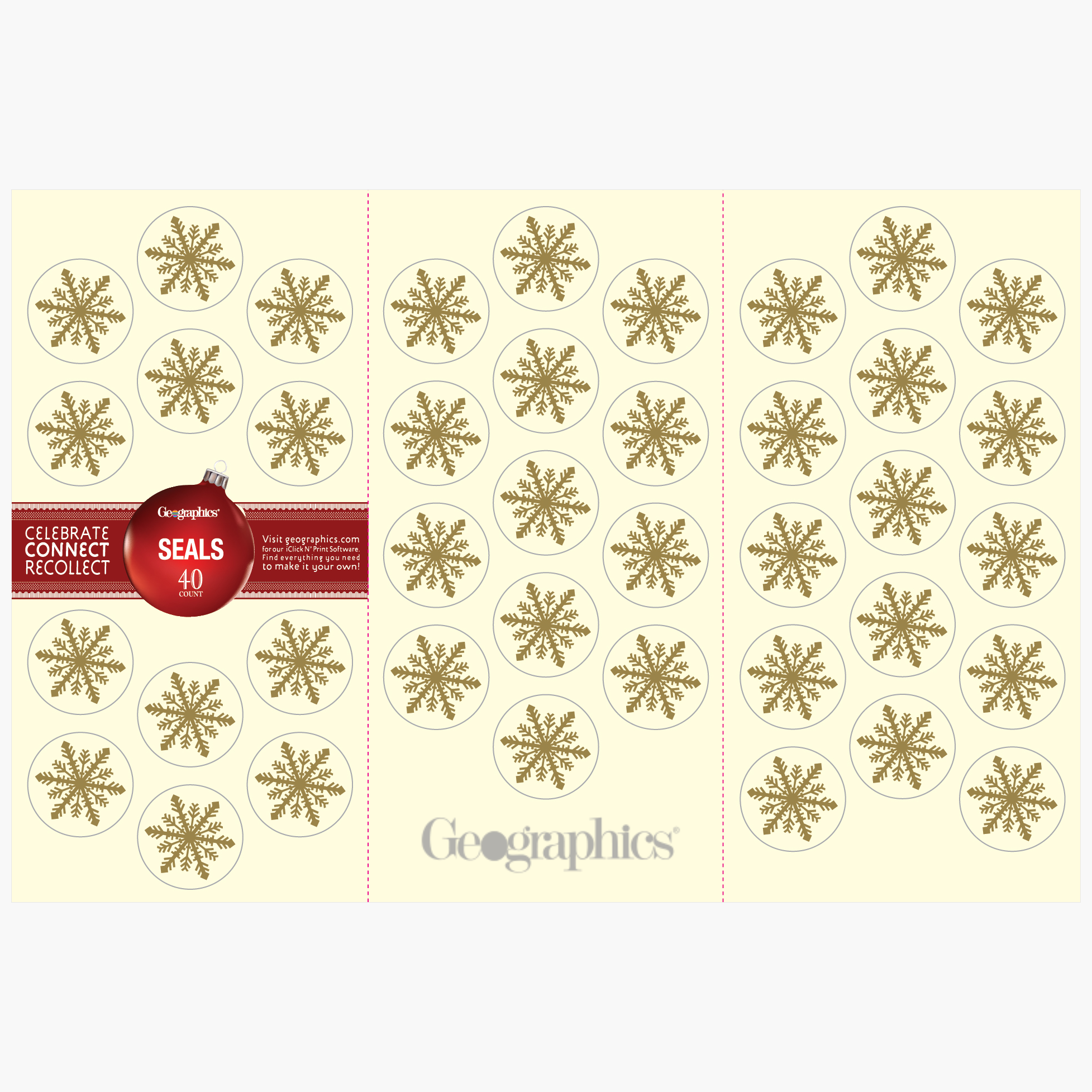 Frost Ivory Christmas Seals Gold Silver Foil Geographics 1 48740W