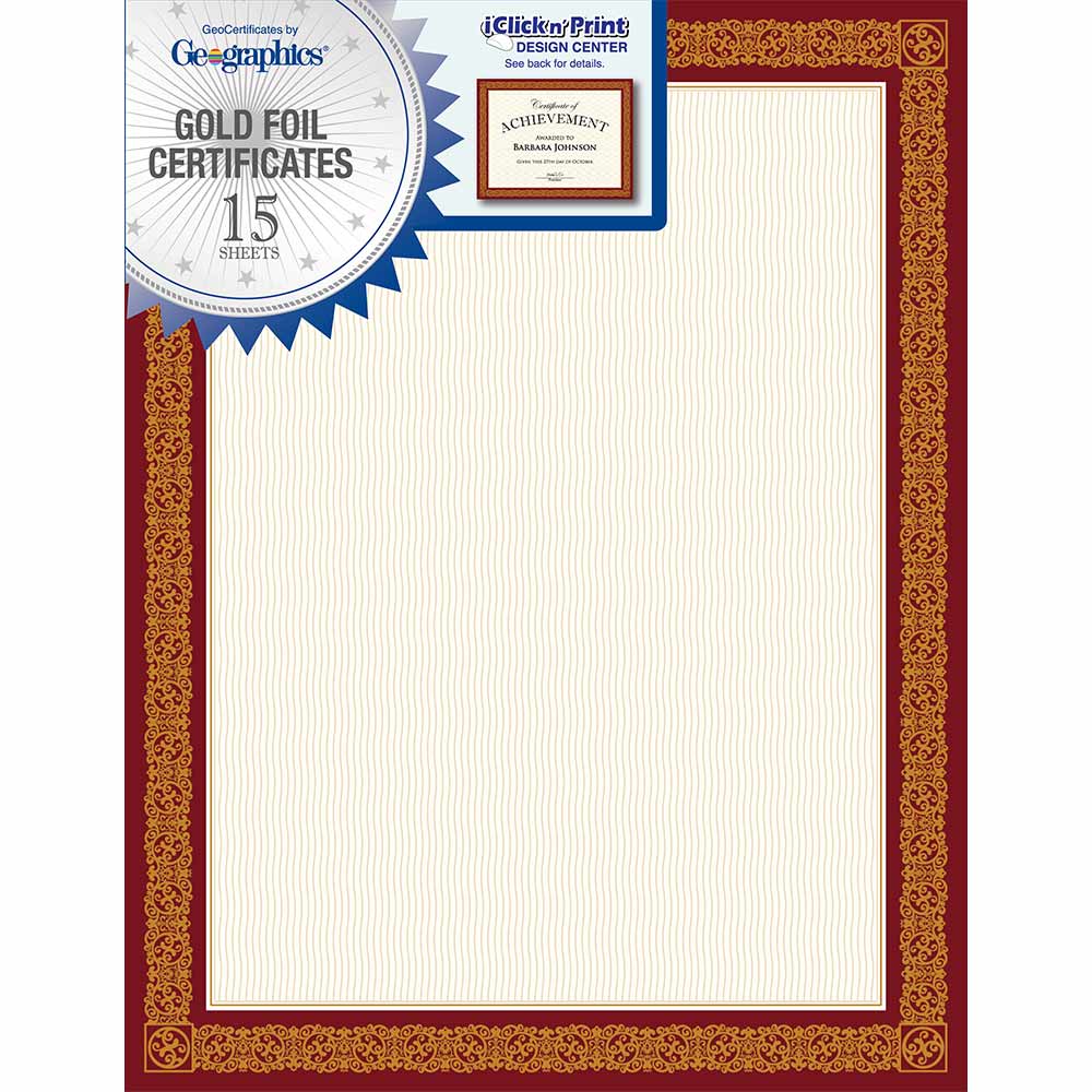 Geographics Burgundy Award Certificates Gold Foil 48671 (2)
