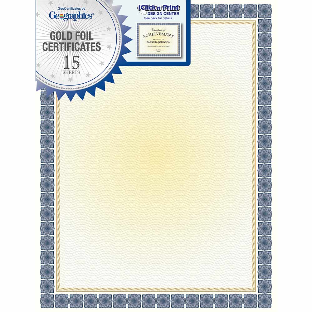 Geographics Kensington Blue Award Certificates Gold Foil 48673 (3)