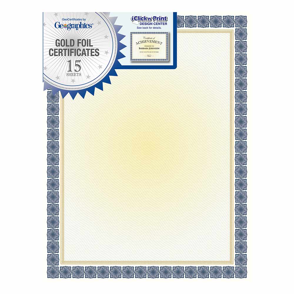 Geographics Kensington Blue Award Certificates Gold Foil 48673 (5)