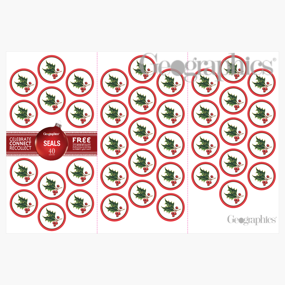 Holly and Ivy Christmas Seals 1 25 Geographics 49442