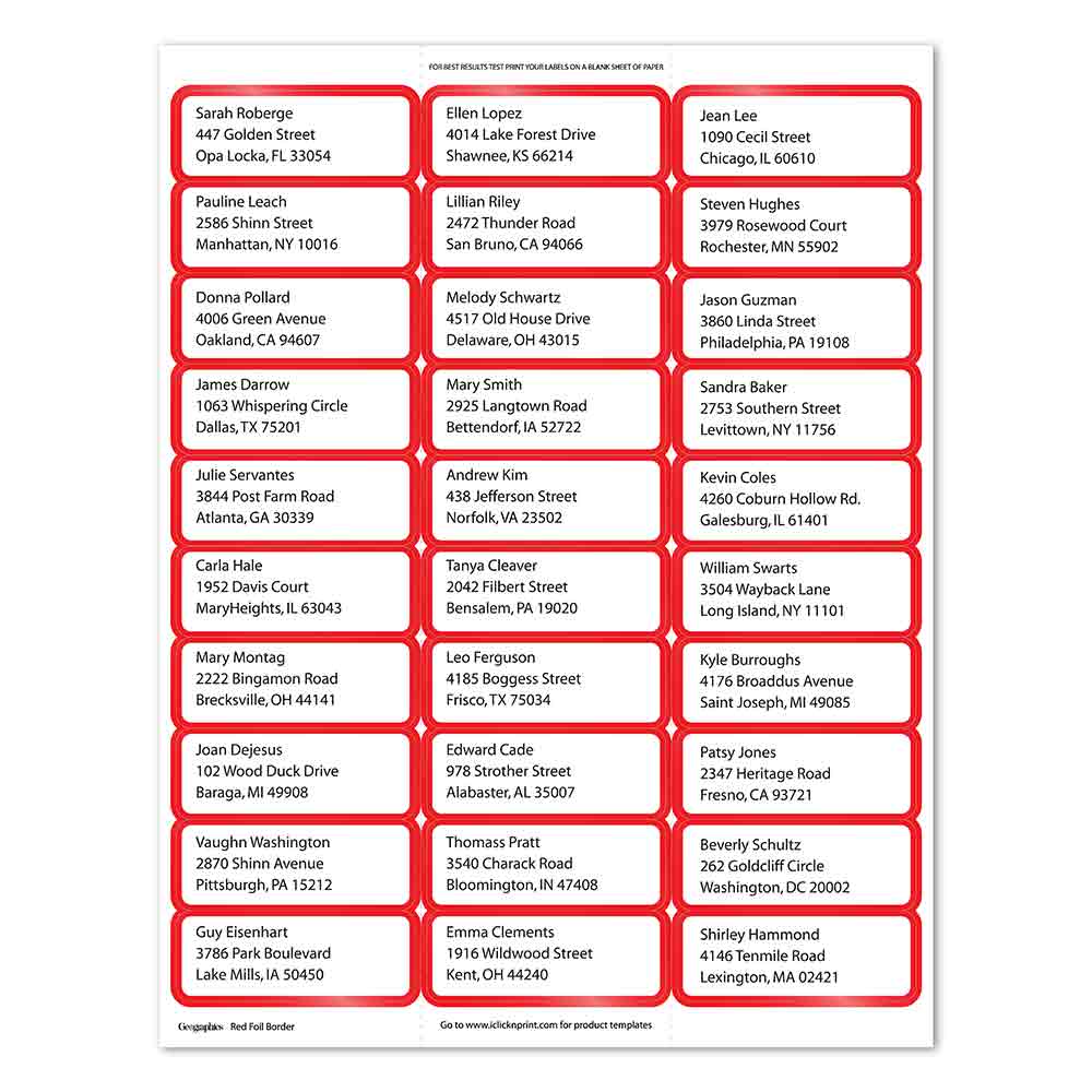 Red Foil Border Mailing Labels by Geographics 50073 (4)