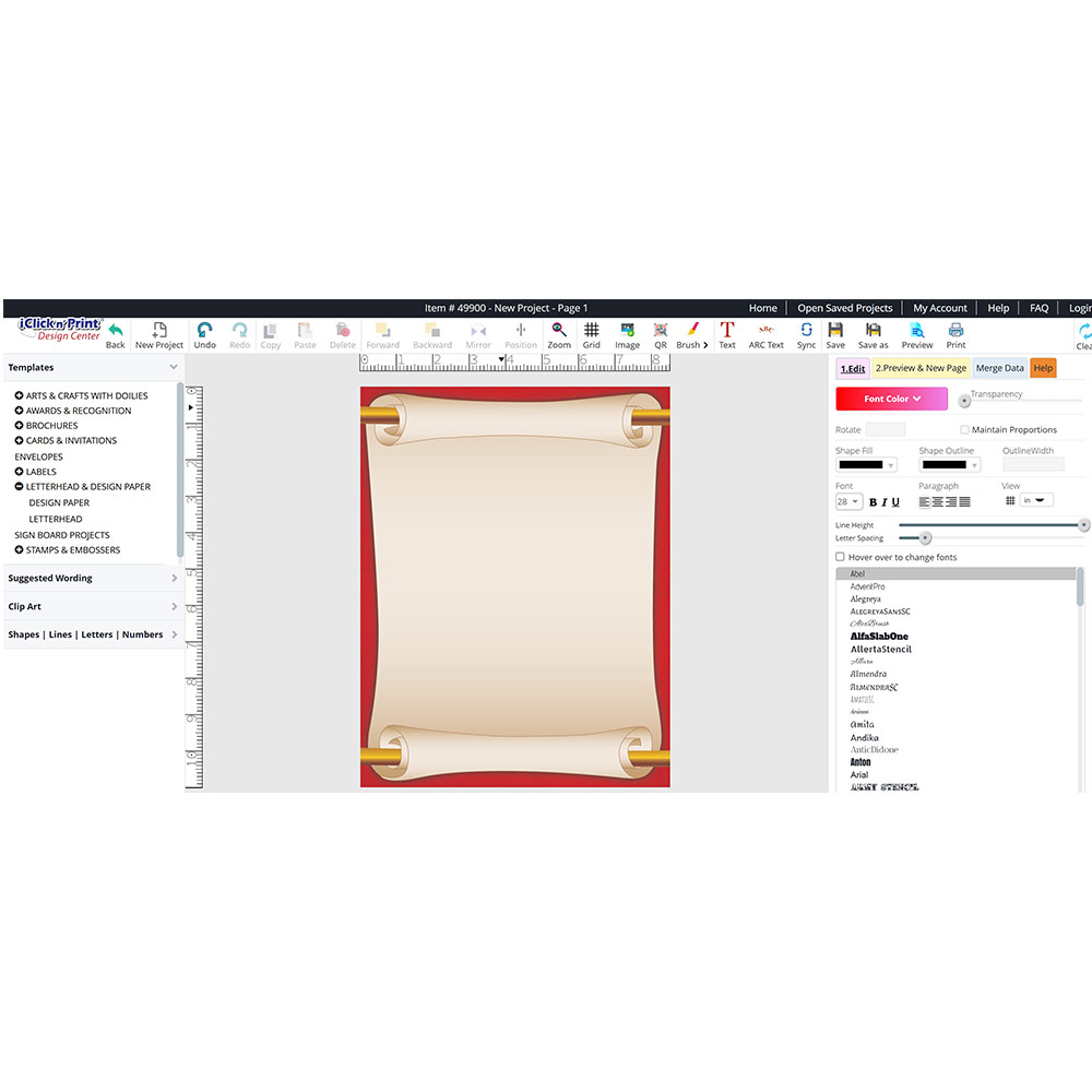Scroll Red Letterhead Design Paper 49900 (1)