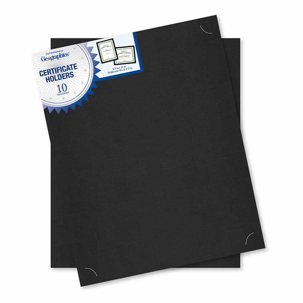 Professional document holder with corner slots Smooth Black Certificate Holders