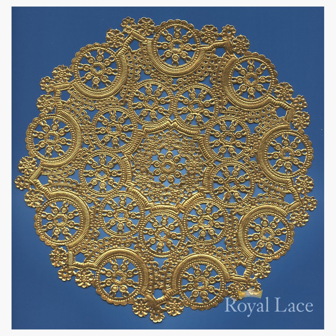 10 in Medallion Gold Foil Paper Doilies Royal Lace B26511