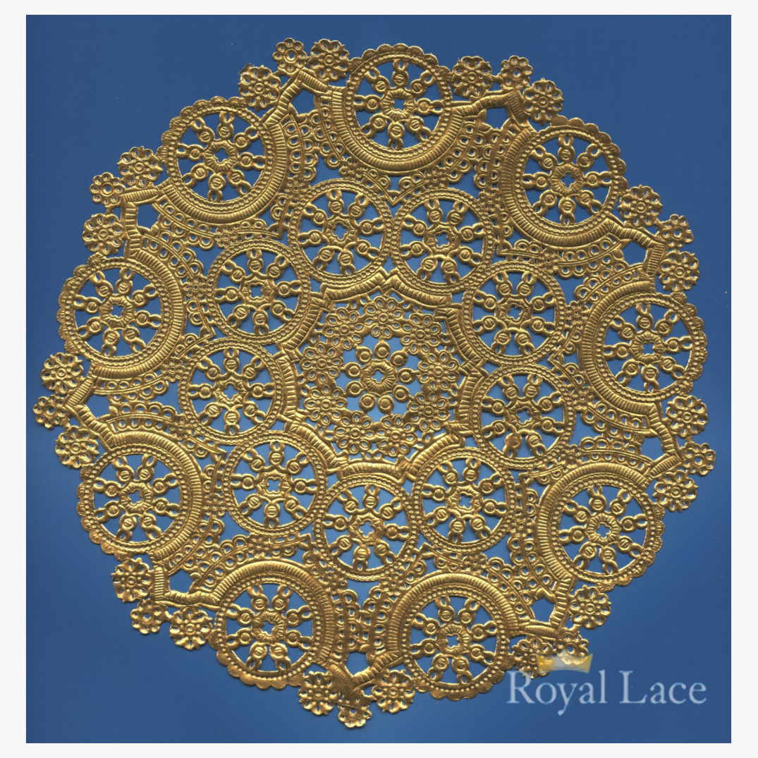 12 in Medallion Gold Foil Paper Doilies Royal Lace B26512