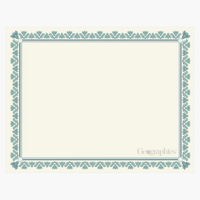 Blue Green Fleur Parchment Certificates Geographics 47847