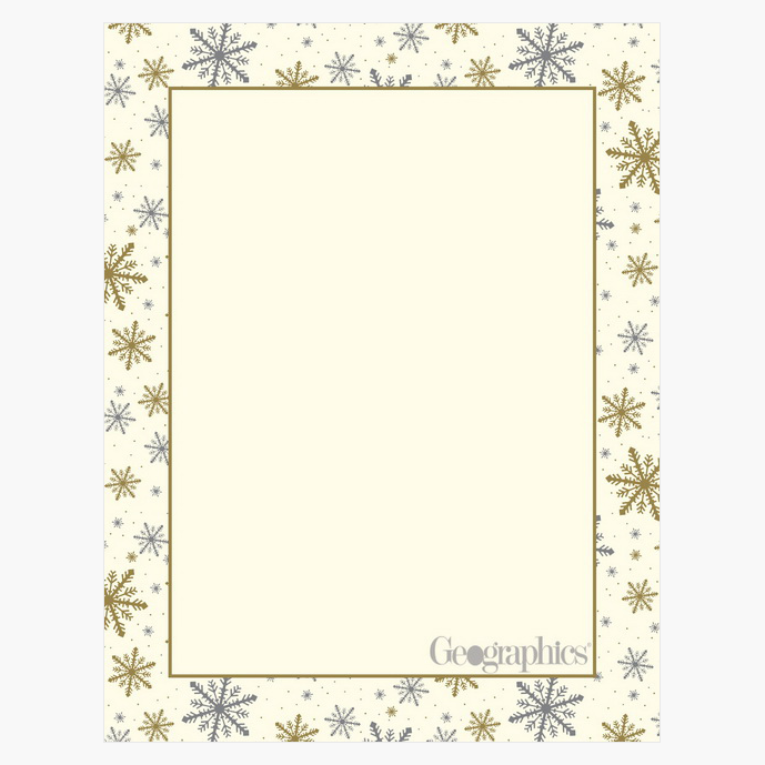Frost Ivory Christmas Letterhead Silver Gold Foil Geographics 48724W