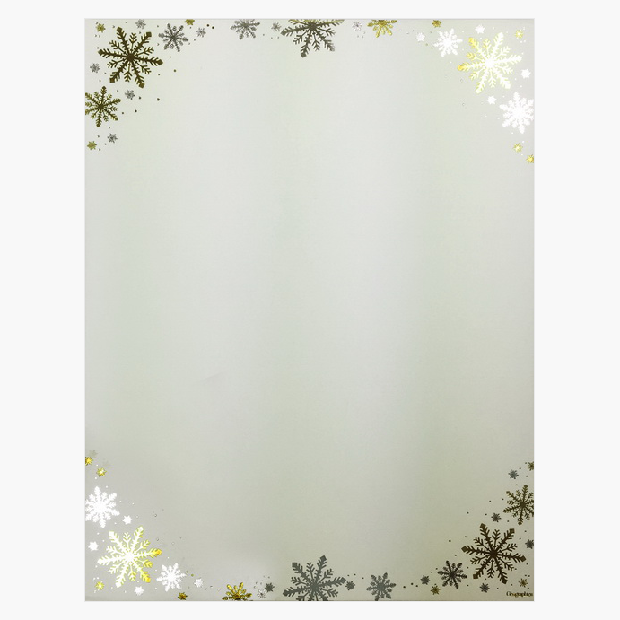 Frost Ivory Christmas Letterhead Silver Gold Foil Geographics 49744W 2