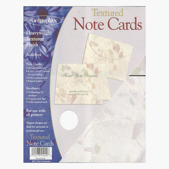 Handmade Textured Note Cards w Envelopes Geographics 45454