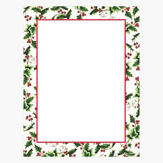 Holly and Ivy Border Christmas Letterhead Geographics 49096