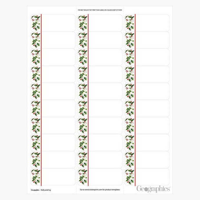 Holly and Ivy Christmas Mailing Labels Geographics 48754W