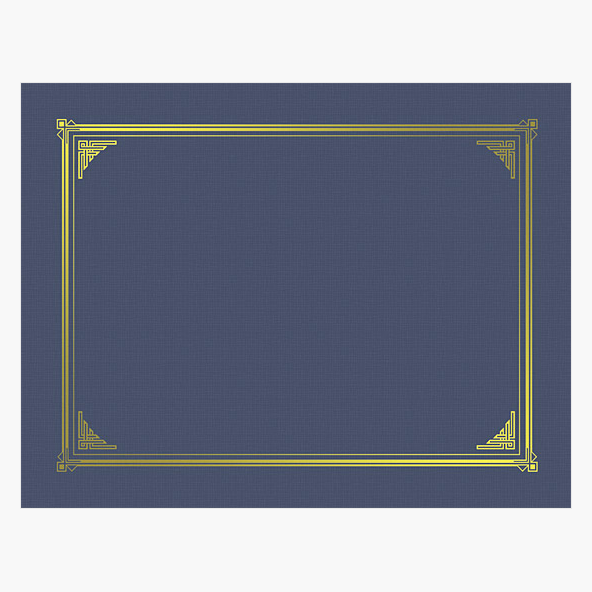 Gold Foil Stamped Certificate Document Cover - Blue