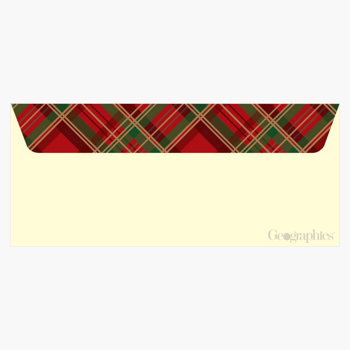 Plaid Christmas Envelopes No 10 Gold Foil Geographics 49762W