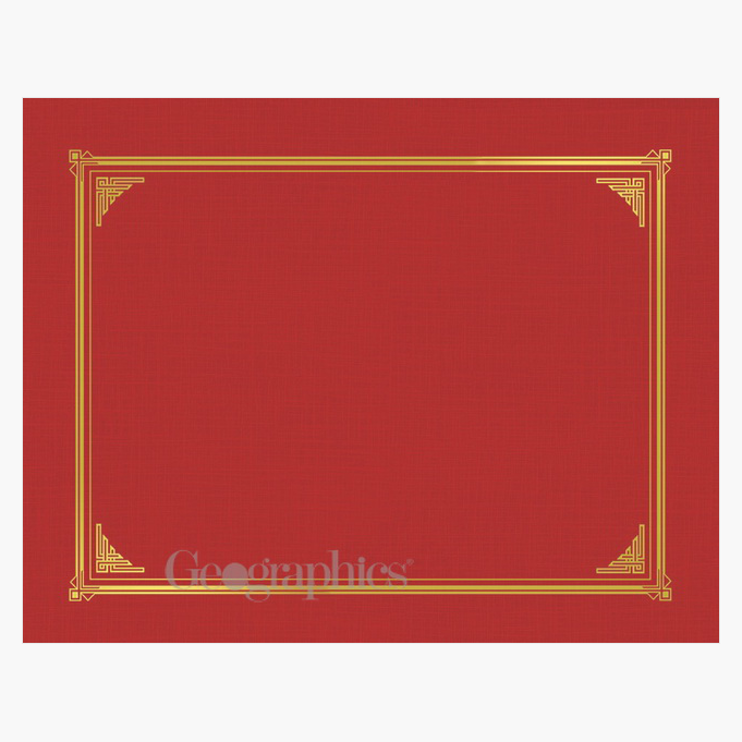 Red Certificate Covers Classic Linen Gold Foil Geographics 48614