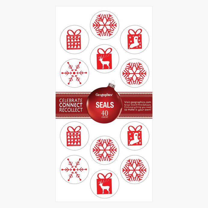 Red Foil Christmas Seals 1.25 Geographics 48737W