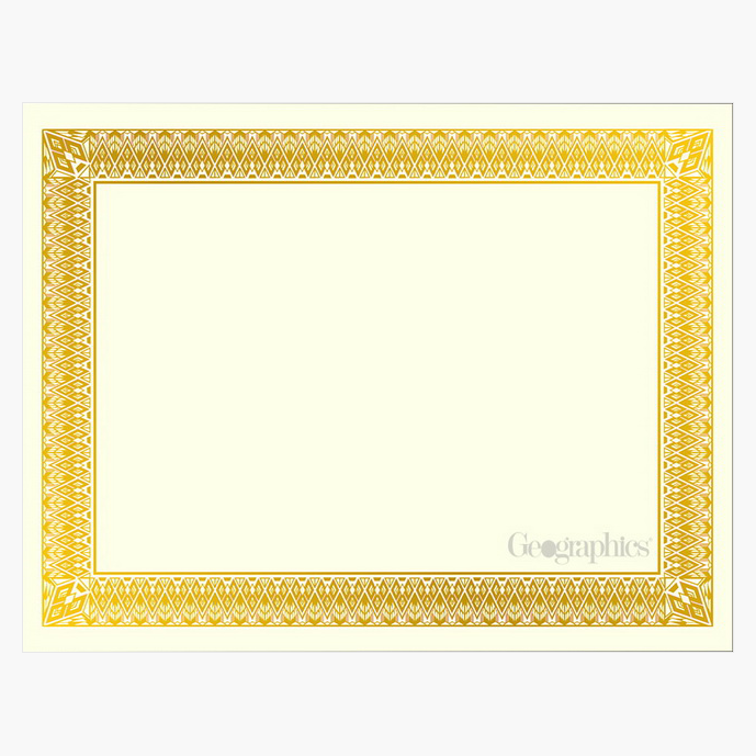Geographics Traditional Foil Certificates 47833 100/Pack Gold Foil,8.5 x 11 