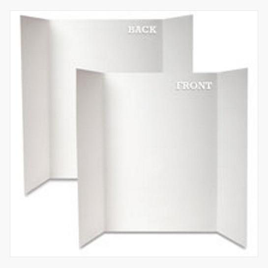 Royal Brites Tri-Fold White Grid Lines Foam Board 22"x28" Open, 14"x 22" gate-folded in front. Made in the USA