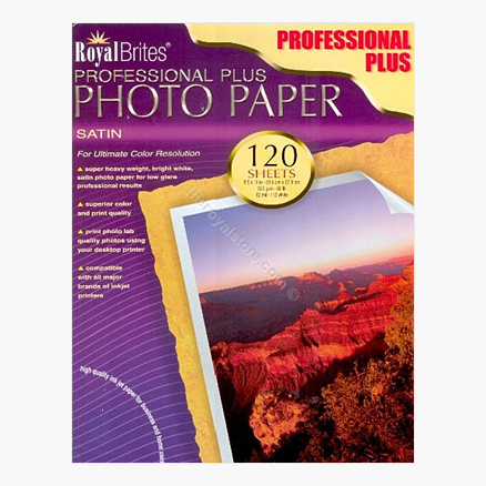 Satin Professional Plus Photo Paper, 8.5x11, 120/pack, 8 packs