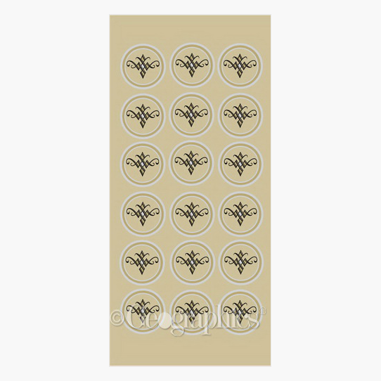 Ornamental Silver Gold Foil Embossed Certificate Seals, 1.25"