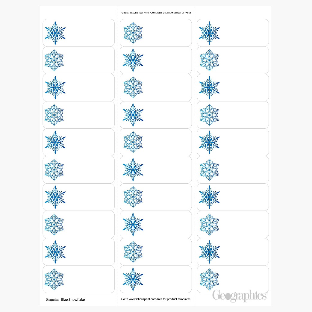 Snowflakes Christmas Mailing Labels Blue Foil Geographics 48758W