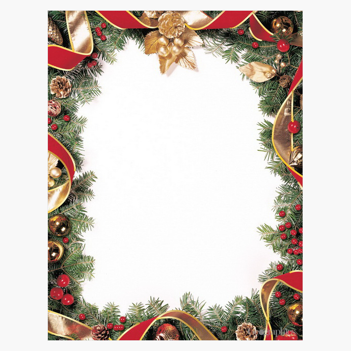 Spruce Wreath Christmas Letterhead Gold Foil Geographics 47895W