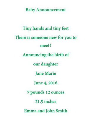 Baby Announcements Wording Geographics