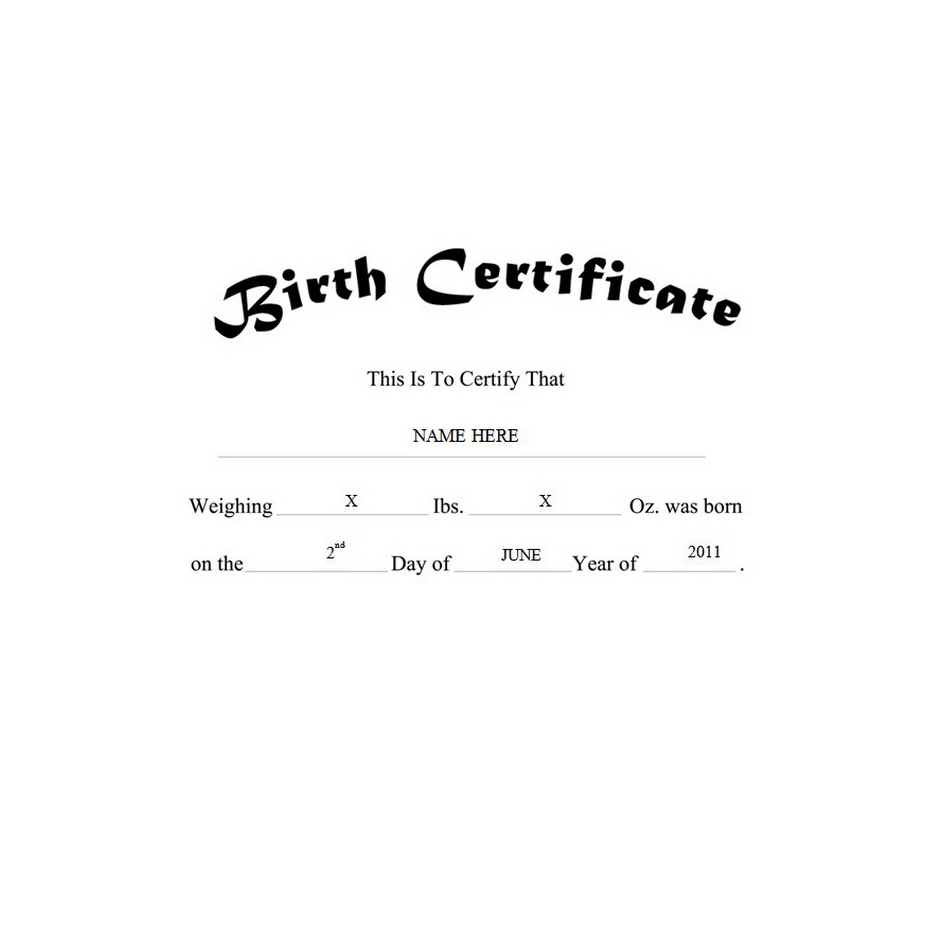 Birth Certificate Free Template Image