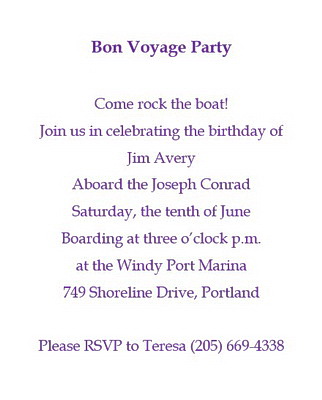Bon Voyage Invitations Wording Geographics