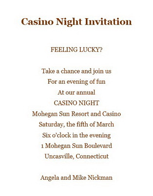 Casino Night Invitations Wording Geographics