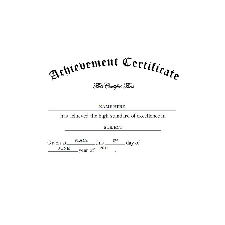 Certificate of Achievement Free Template Image