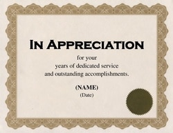 Certificate of Appreciation TheRoyalStore
