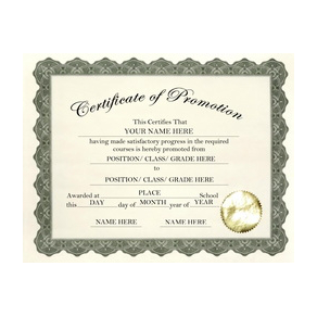 Certificate of Promotion Template