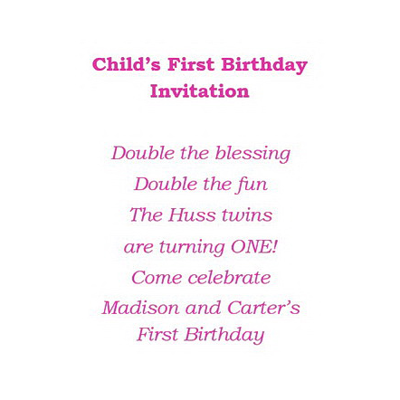 Childs First Birthday Invitations Wording Geographics