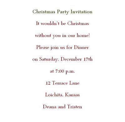 Christmas Party Invitations Wording Geographics