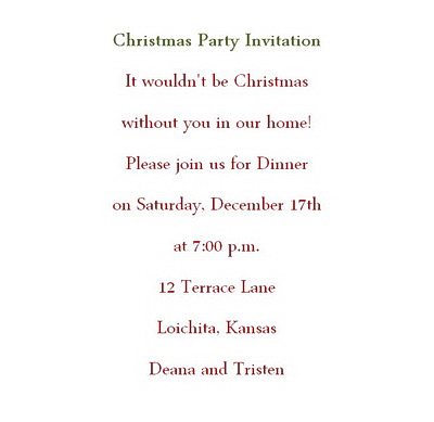 Christmas Party Invitations Wording Geographics