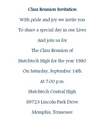 Class Reunion Invitations Wording Geographics