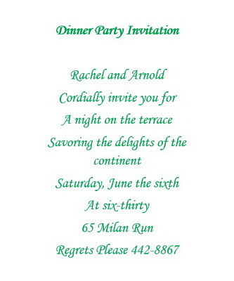 Dinner Party Invitations Wording Geographics