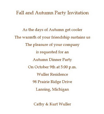 Fall and Autumn Party Invitations Wording Geographics