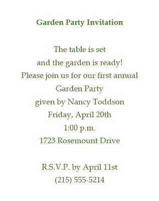 Garden Party Invitations Wording Geographics