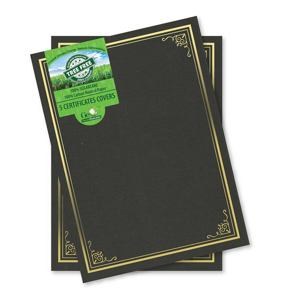 Black Vintage Gold Foil Certificate Holders, Sugar Cane Tree