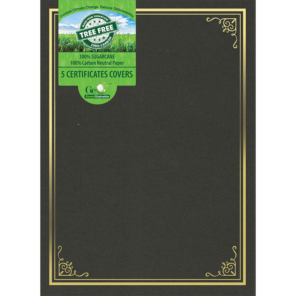 Black Vintage Gold Foil Certificate Holders, Sugar Cane Tree